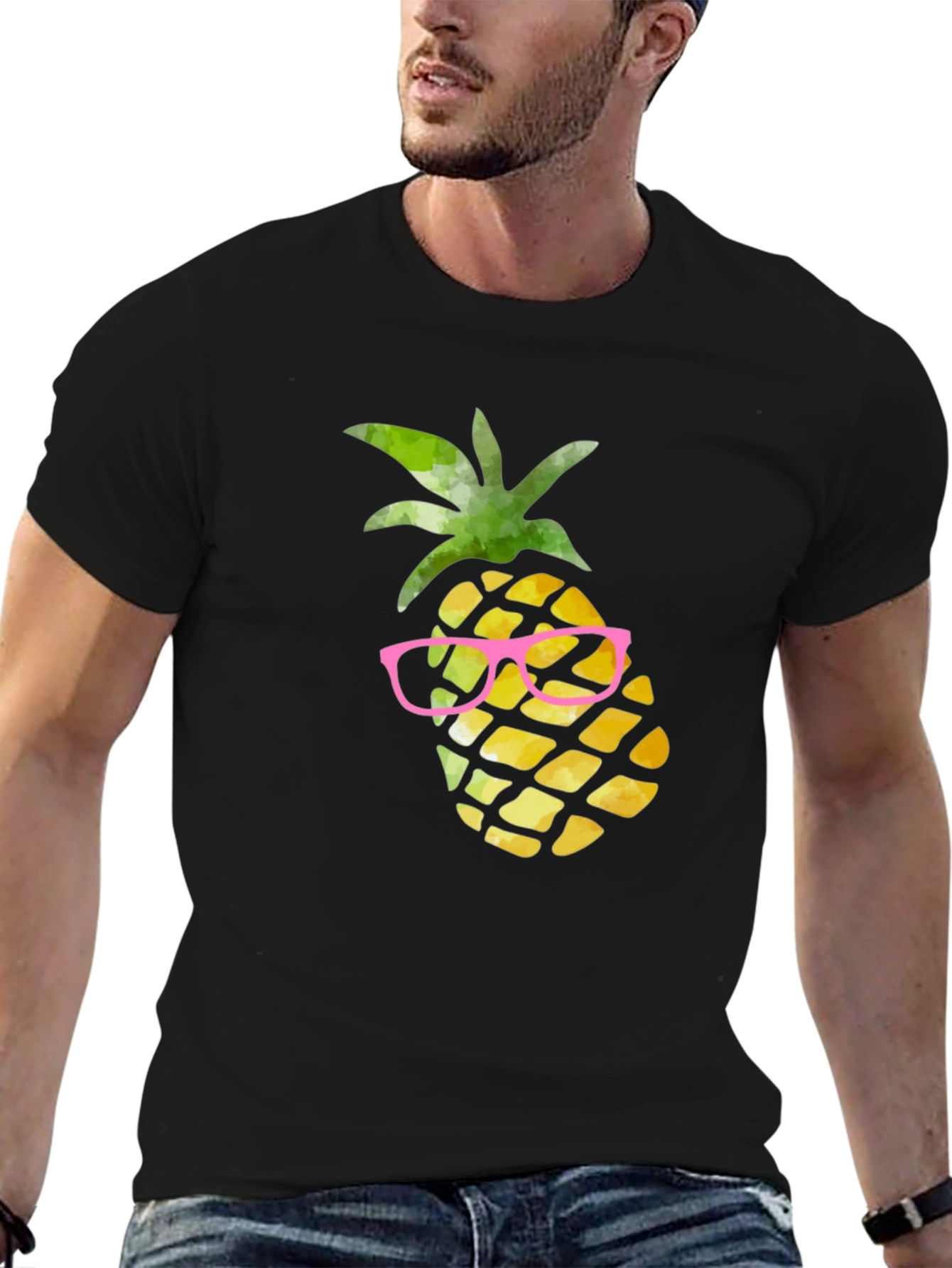 Pineapple in Glasses Graphic Tee - Black