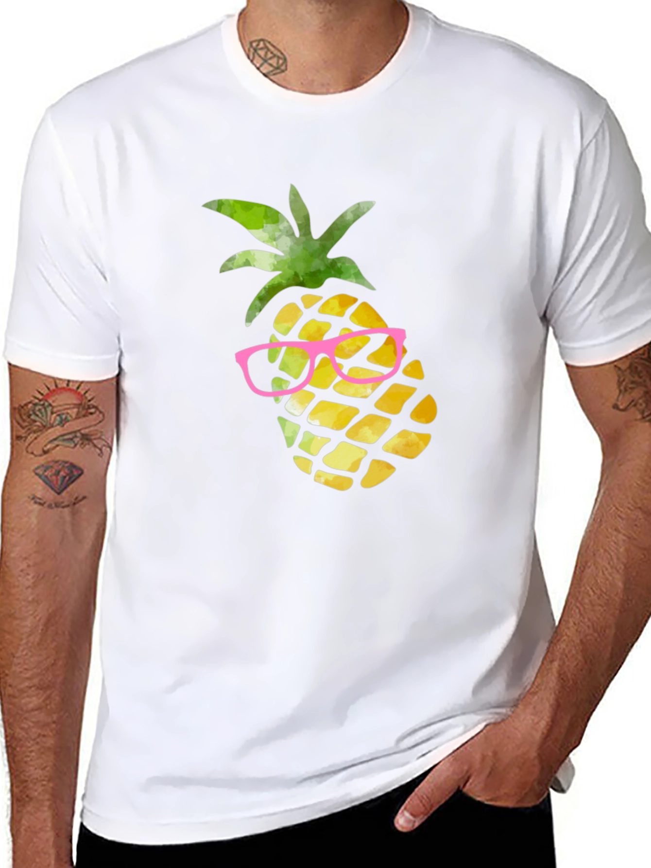 Pineapple in Glasses Graphic Tee - Black
