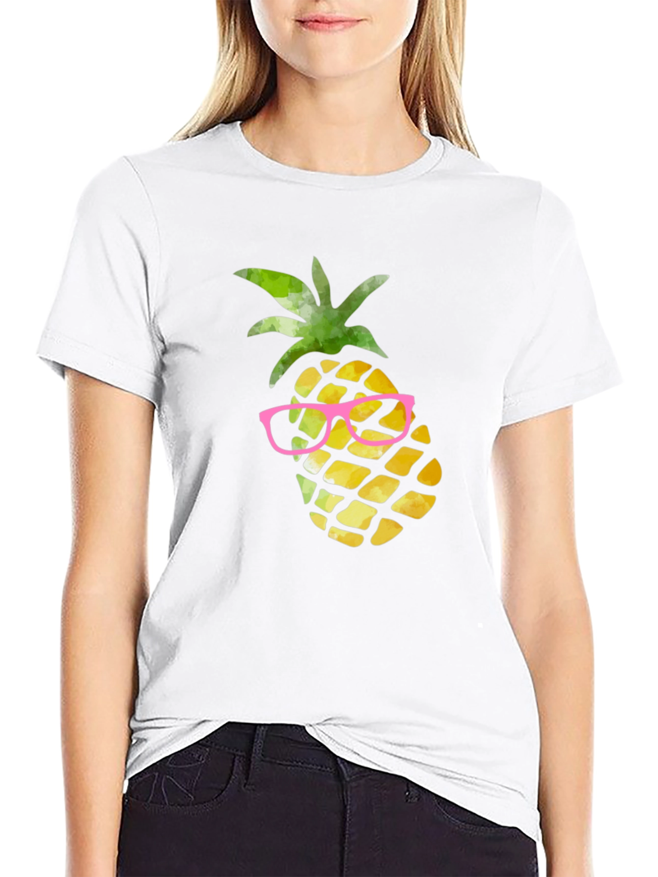 Pineapple in Glasses Graphic Tee - Black