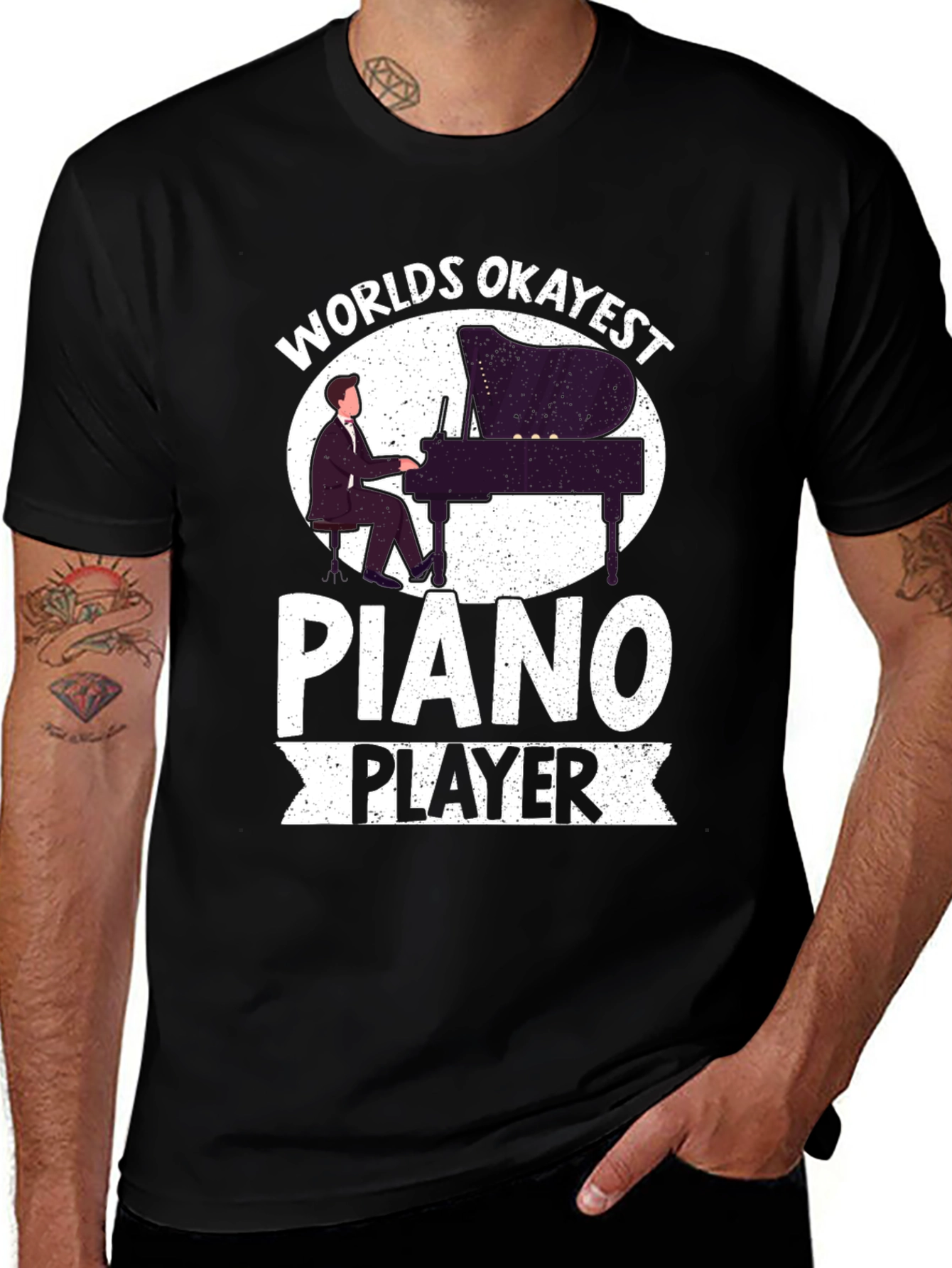 Worlds Okayest Piano Player Graphic T-Shirt