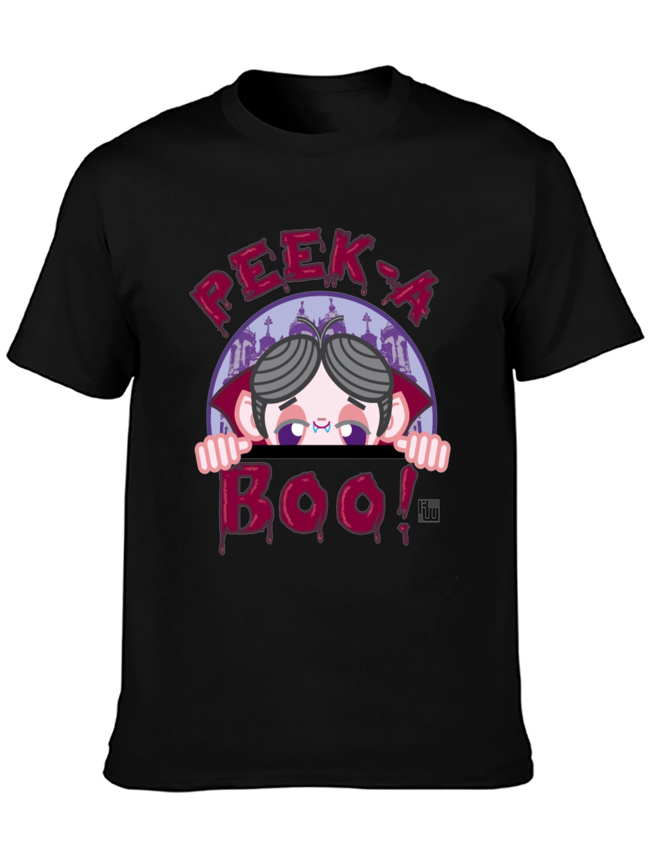 Peek-a-Boo Vampire Graphic T-Shirt