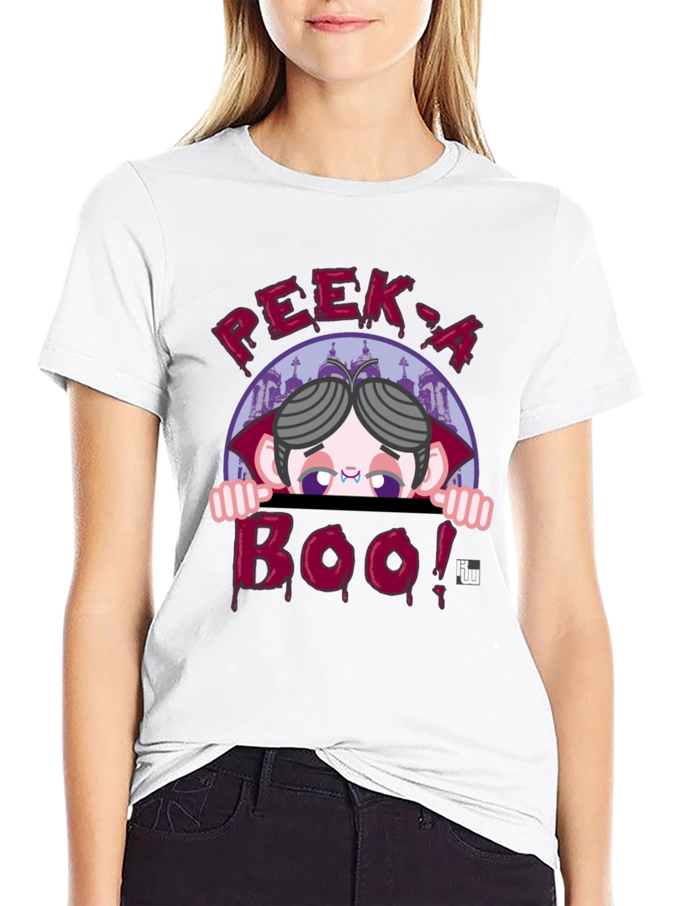Peek-a-Boo Vampire Graphic T-Shirt