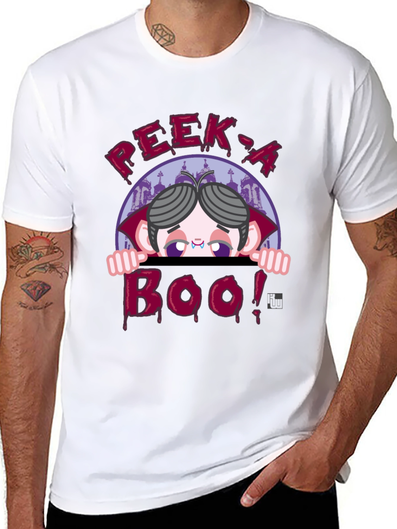 Peek-a-Boo Vampire Graphic T-Shirt