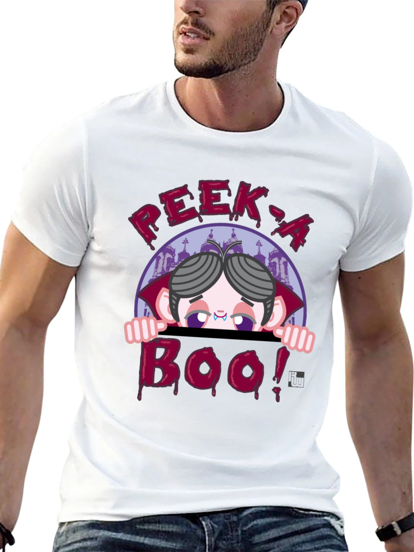 Peek-a-Boo Vampire Graphic T-Shirt