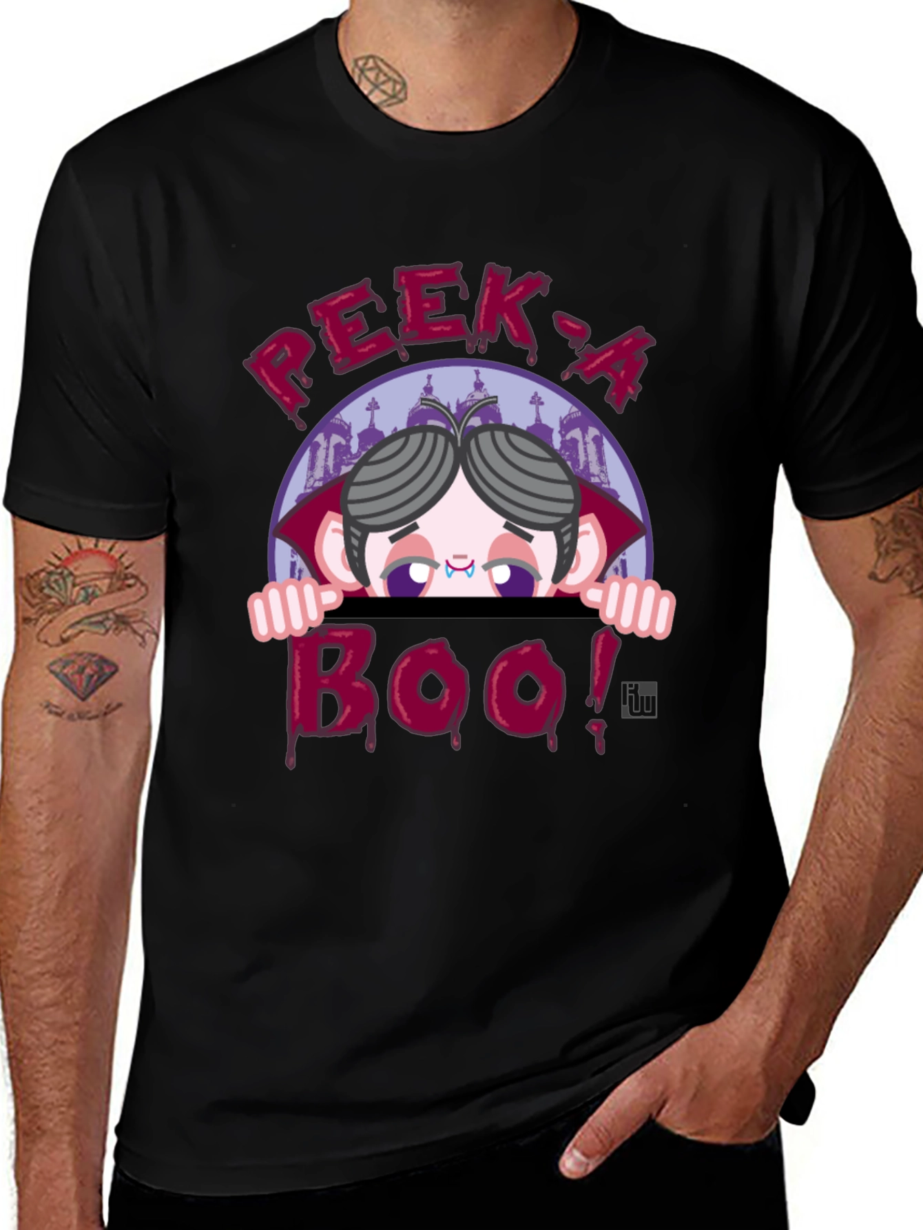 Peek-a-Boo Vampire Graphic T-Shirt