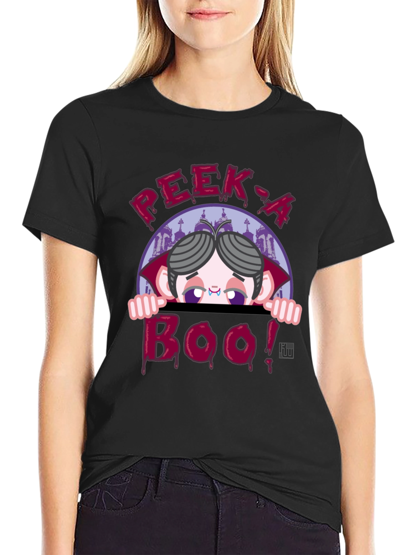 Peek-a-Boo Vampire Graphic T-Shirt