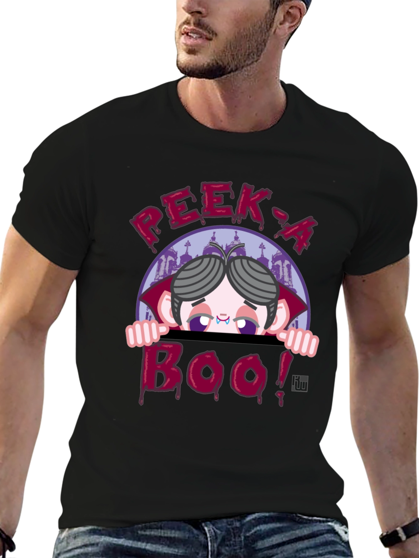 Peek-a-Boo Vampire Graphic T-Shirt
