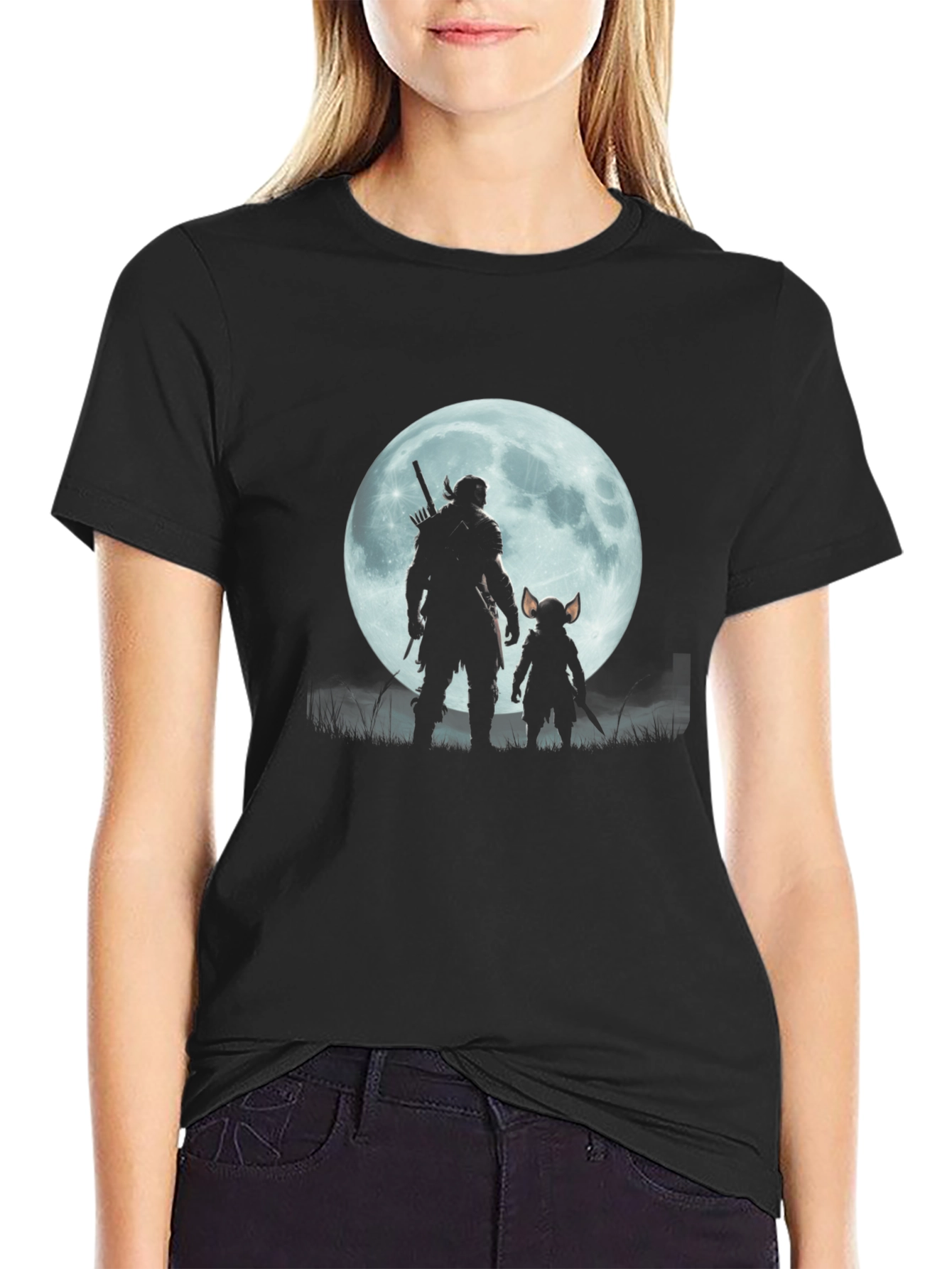 Silhouette Moon Graphic Tee - Black
