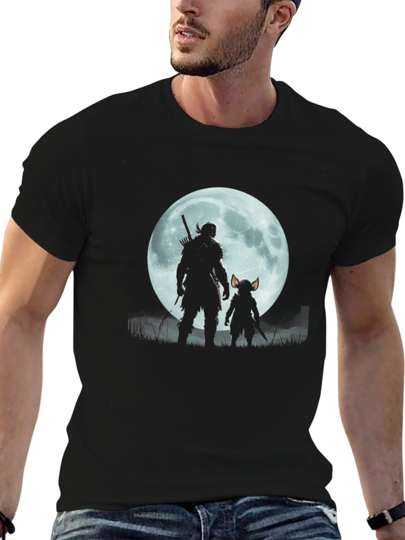 Silhouette Moon Graphic Tee - Black