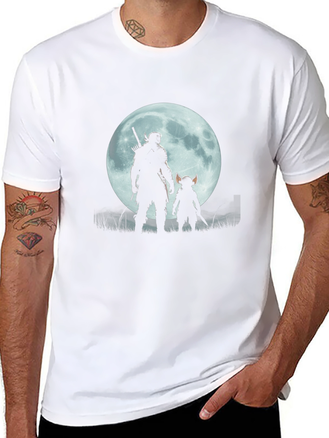 Silhouette Moon Graphic Tee - Black