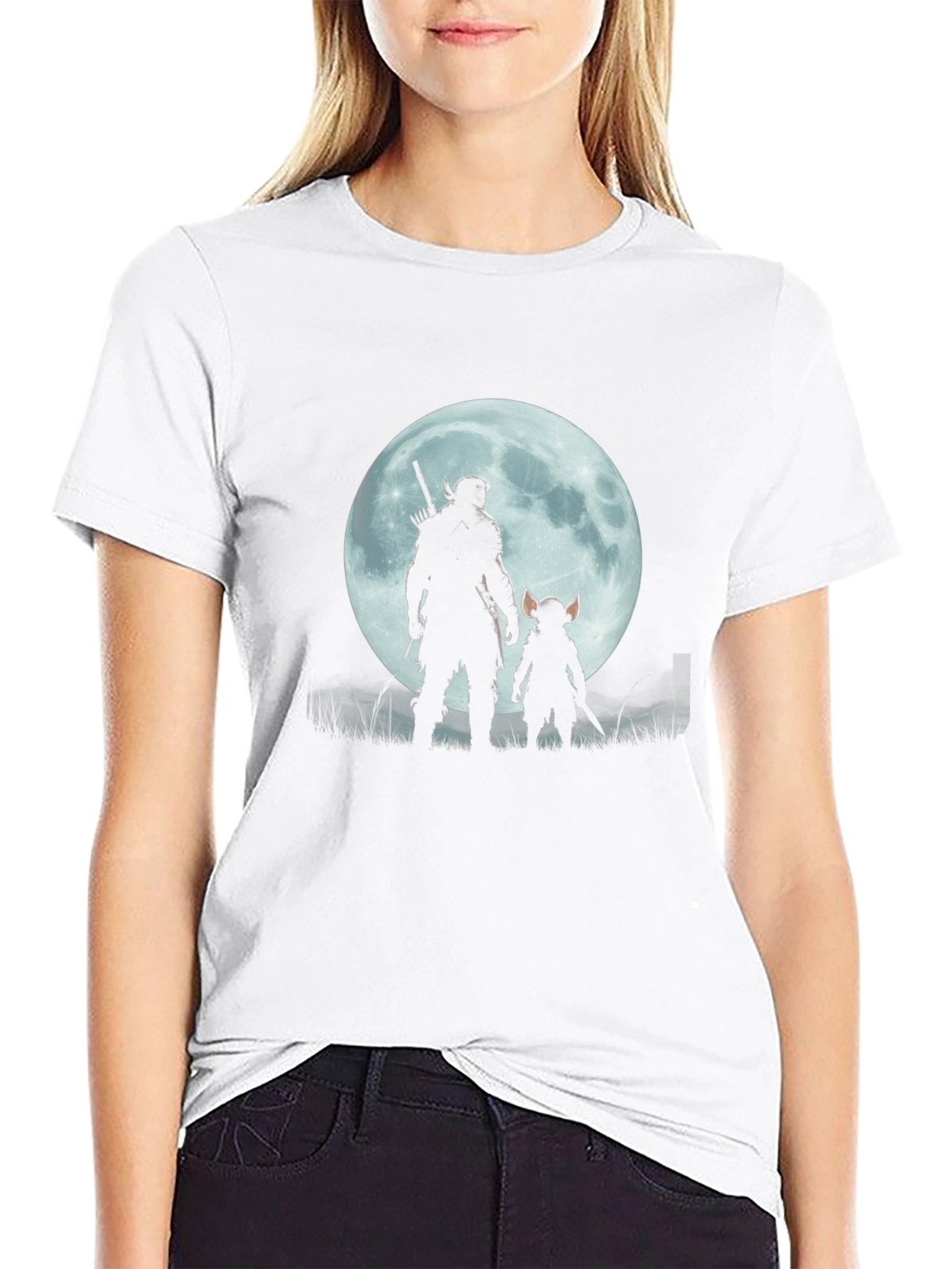 Silhouette Moon Graphic Tee - Black