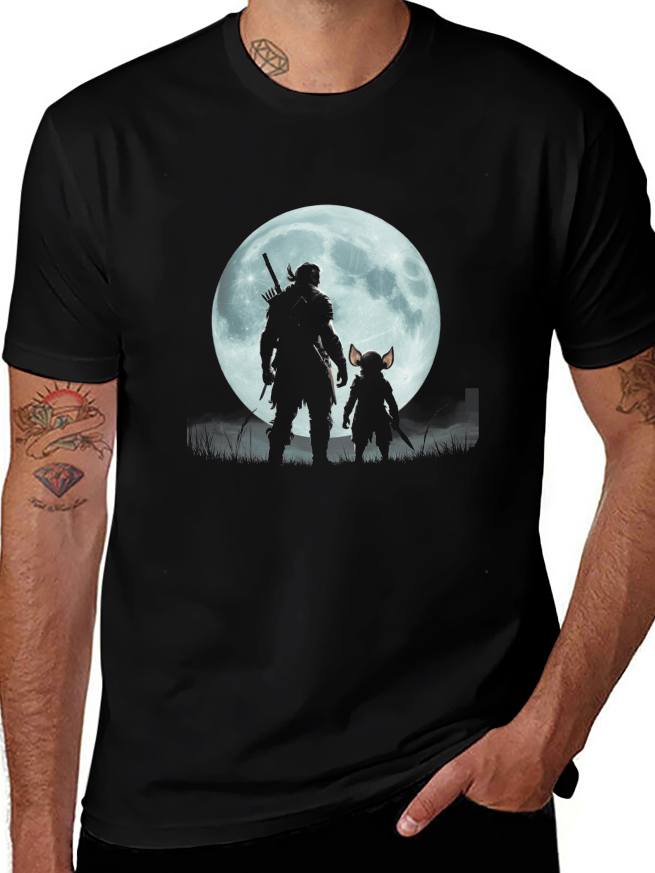 Silhouette Moon Graphic Tee - Black