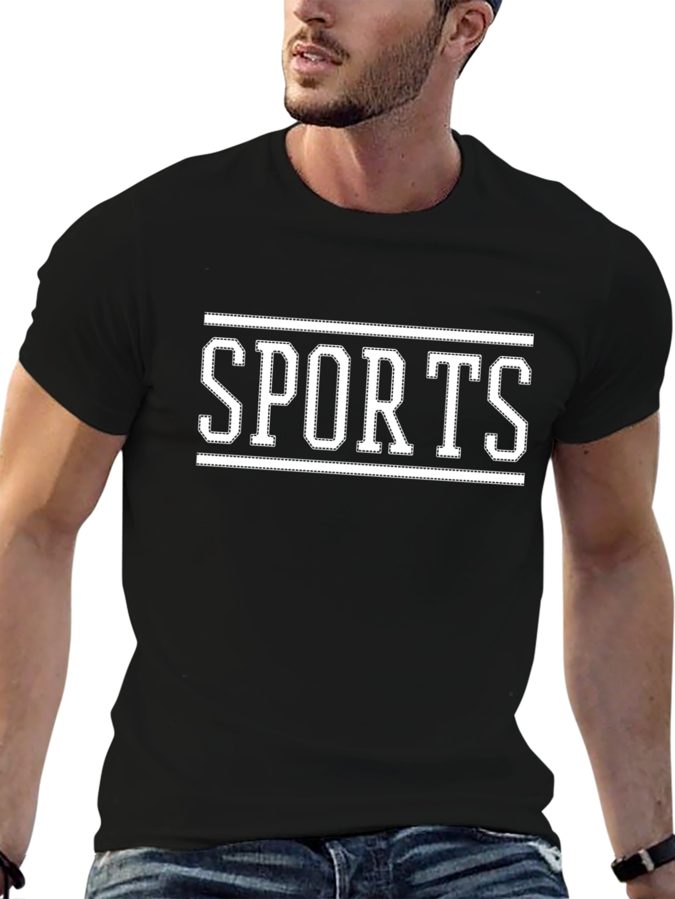 Stylish Sports Graphic Black T-Shirt