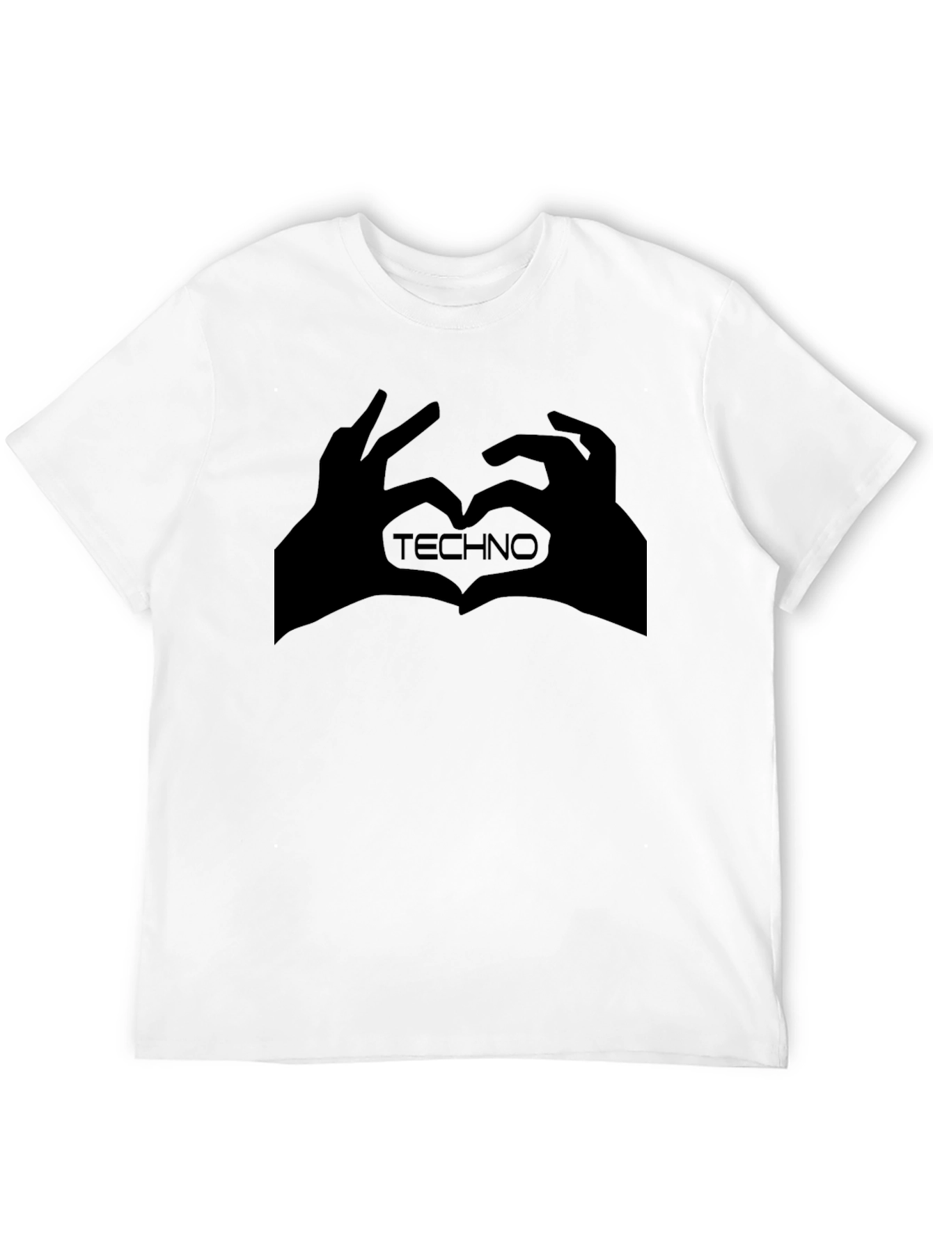 Techno Music Heart Hands Graphic Tee