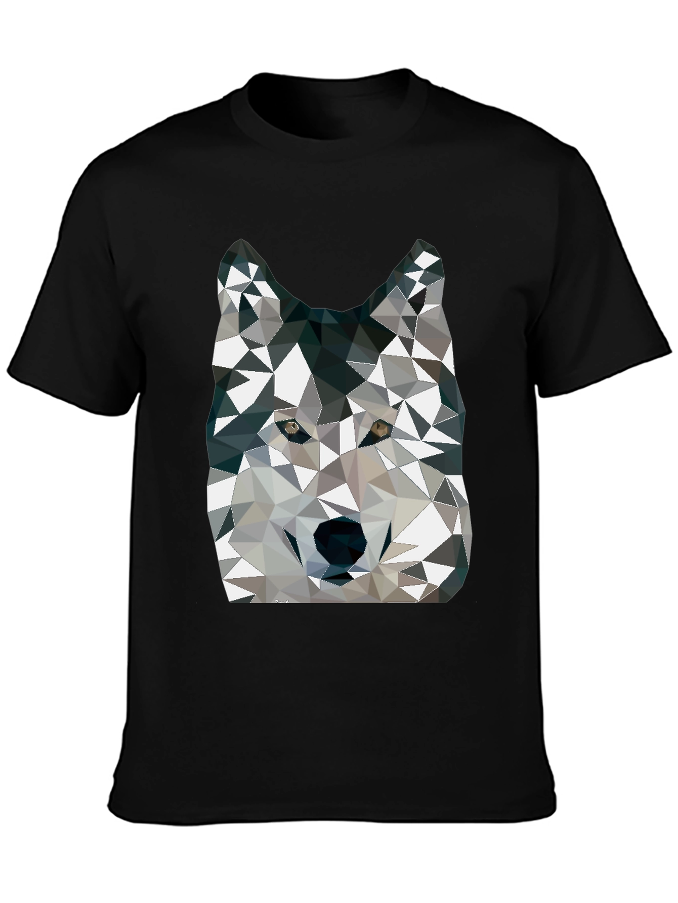 Geometric Wolf Graphic Print Crew Neck T-Shirt