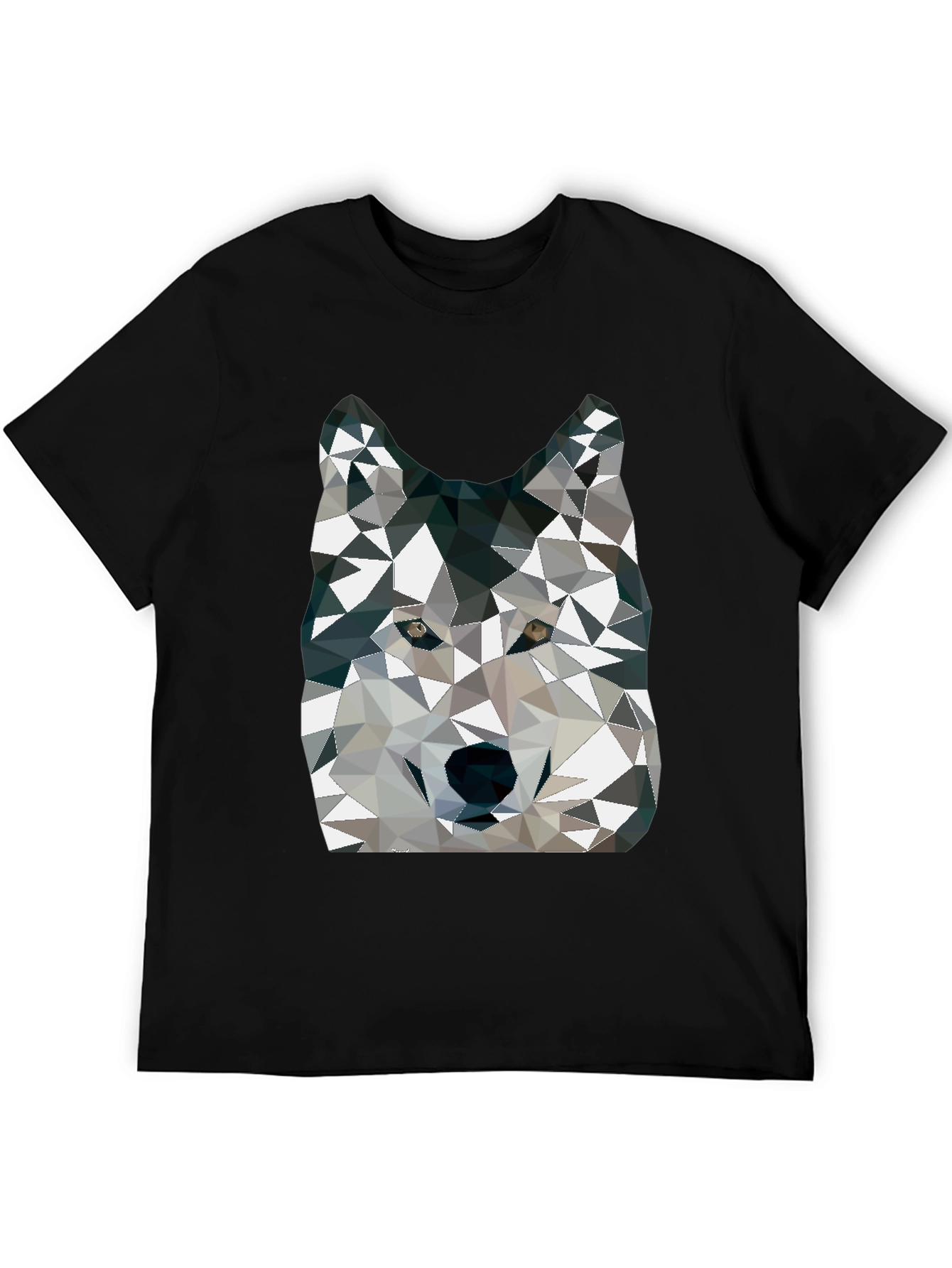 Geometric Wolf Graphic Print Crew Neck T-Shirt