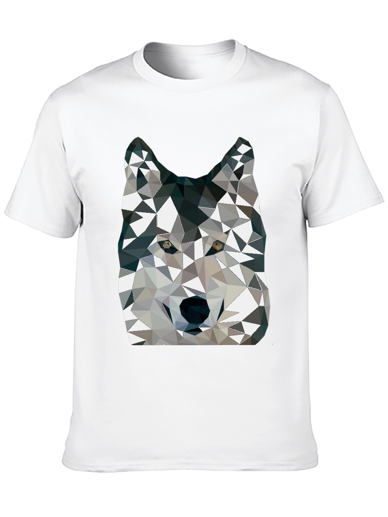 Geometric Wolf Graphic Print Crew Neck T-Shirt