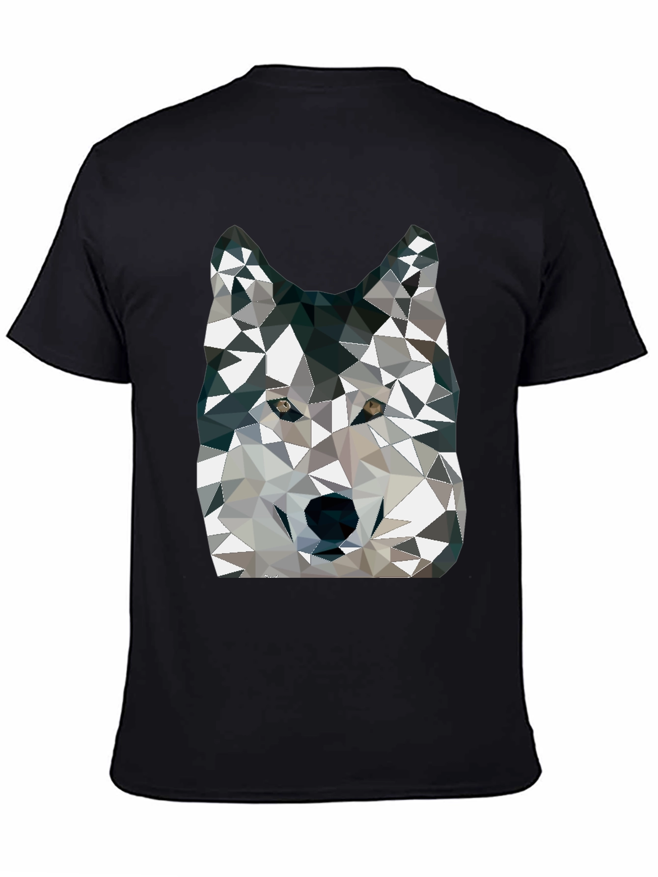 Geometric Wolf Graphic Print Crew Neck T-Shirt