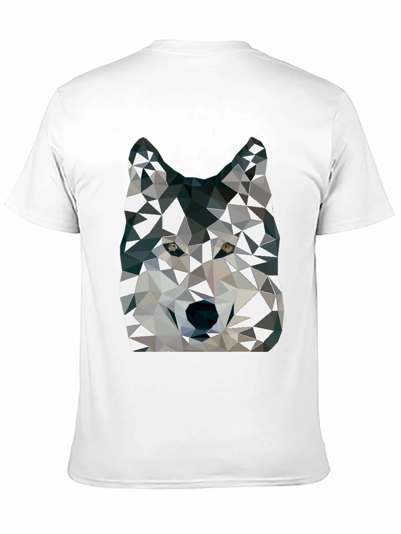 Geometric Wolf Graphic Print Crew Neck T-Shirt