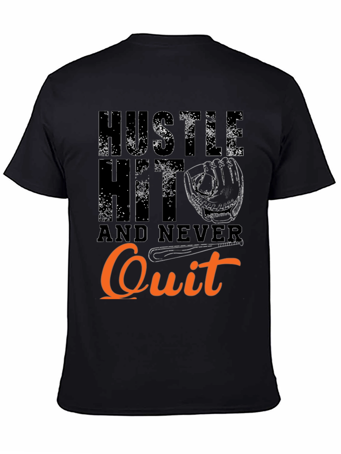 Hustle Hit Never Quit Baseball T-Shirt