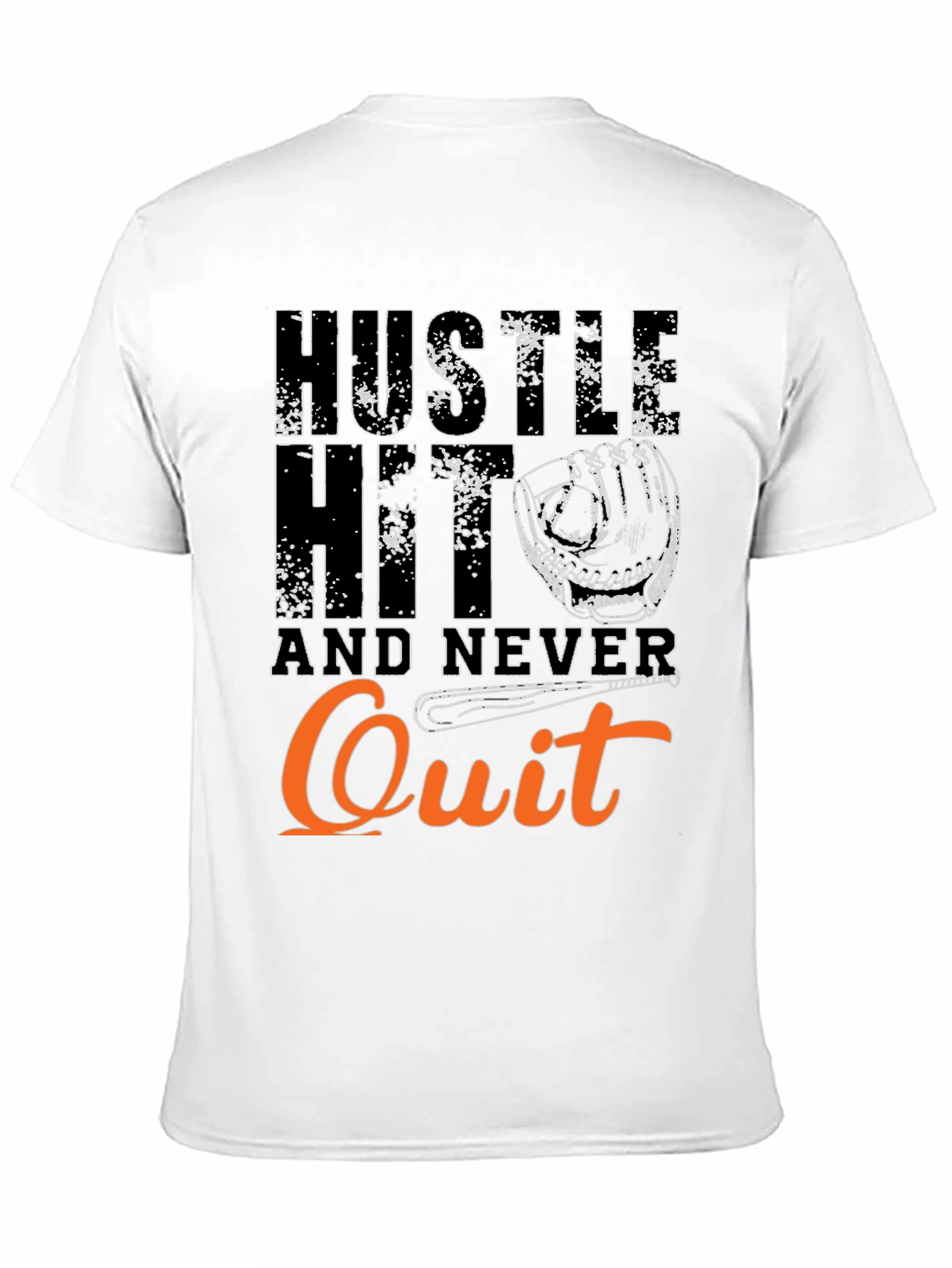 Hustle Hit Never Quit Baseball T-Shirt