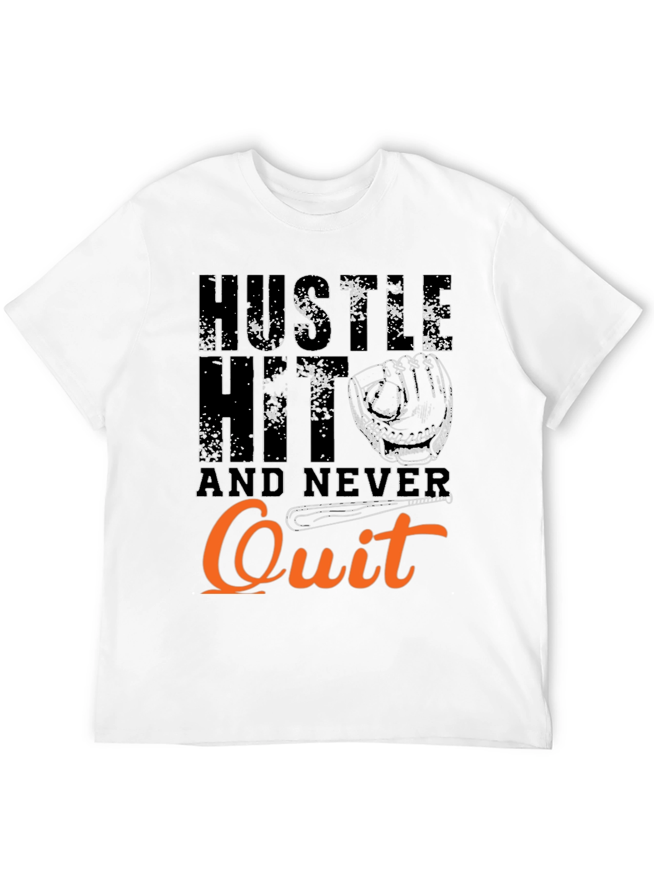 Hustle Hit Never Quit Baseball T-Shirt
