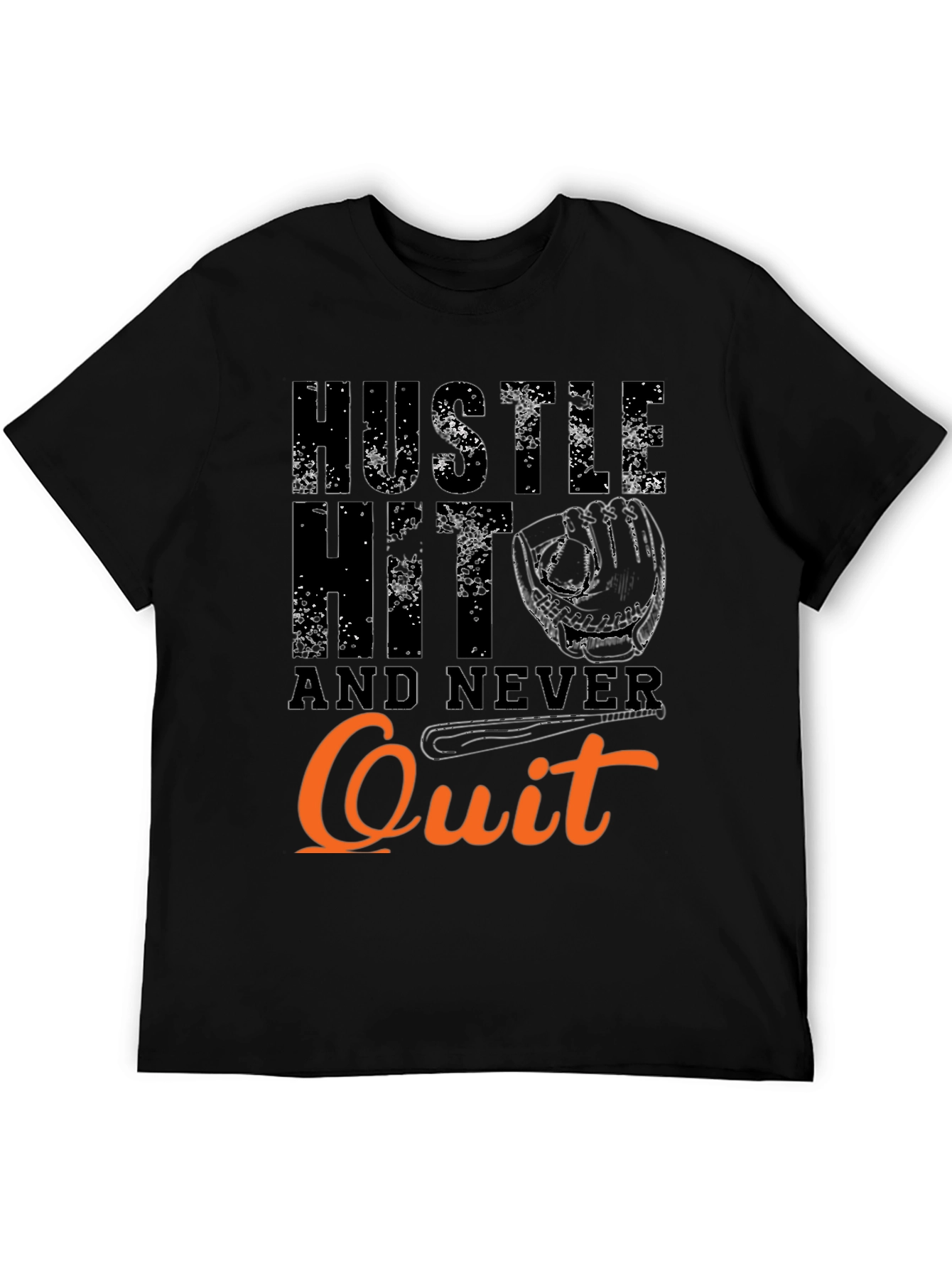 Hustle Hit Never Quit Baseball T-Shirt
