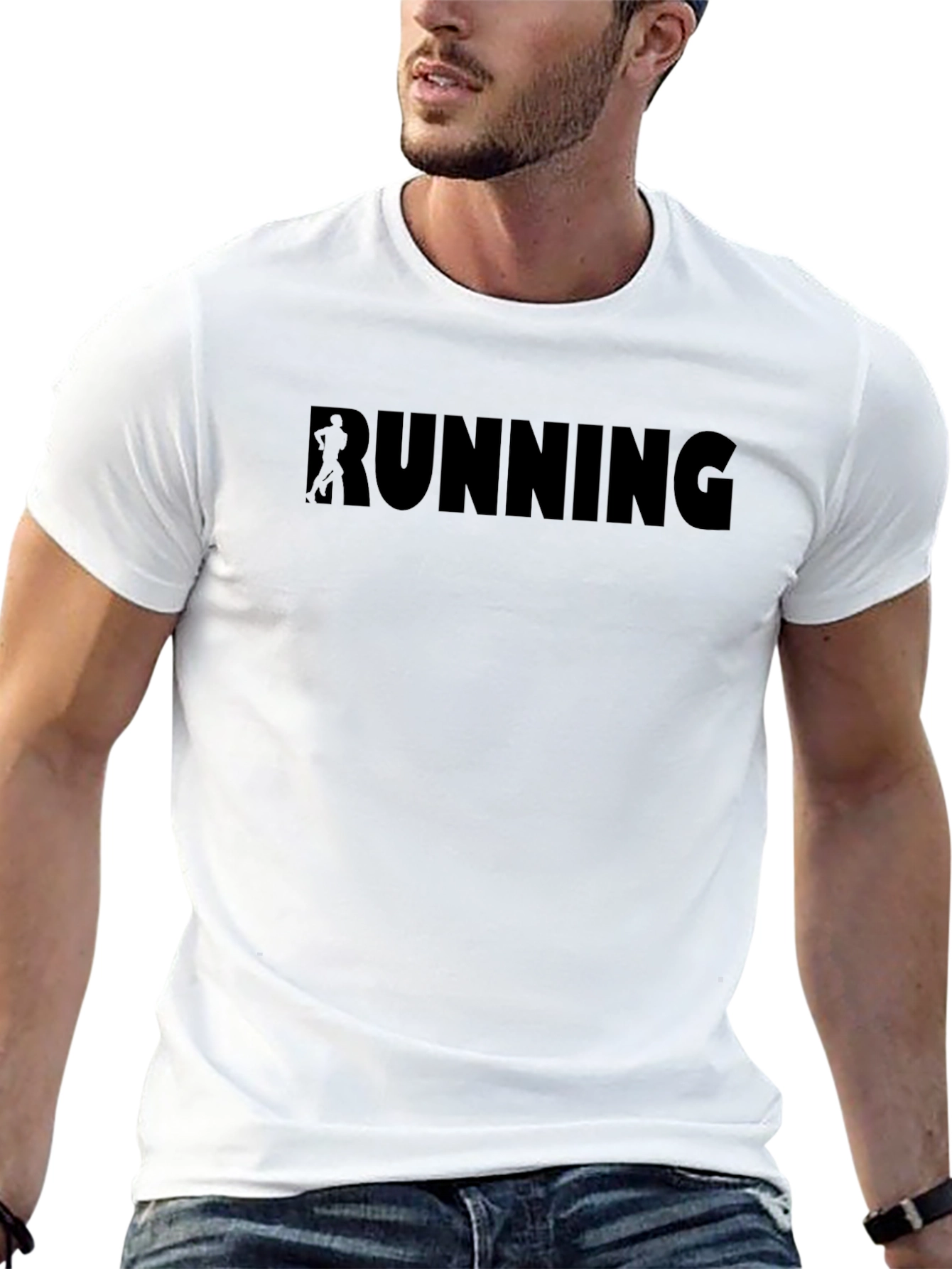 Mens Black Running Graphic T-Shirt