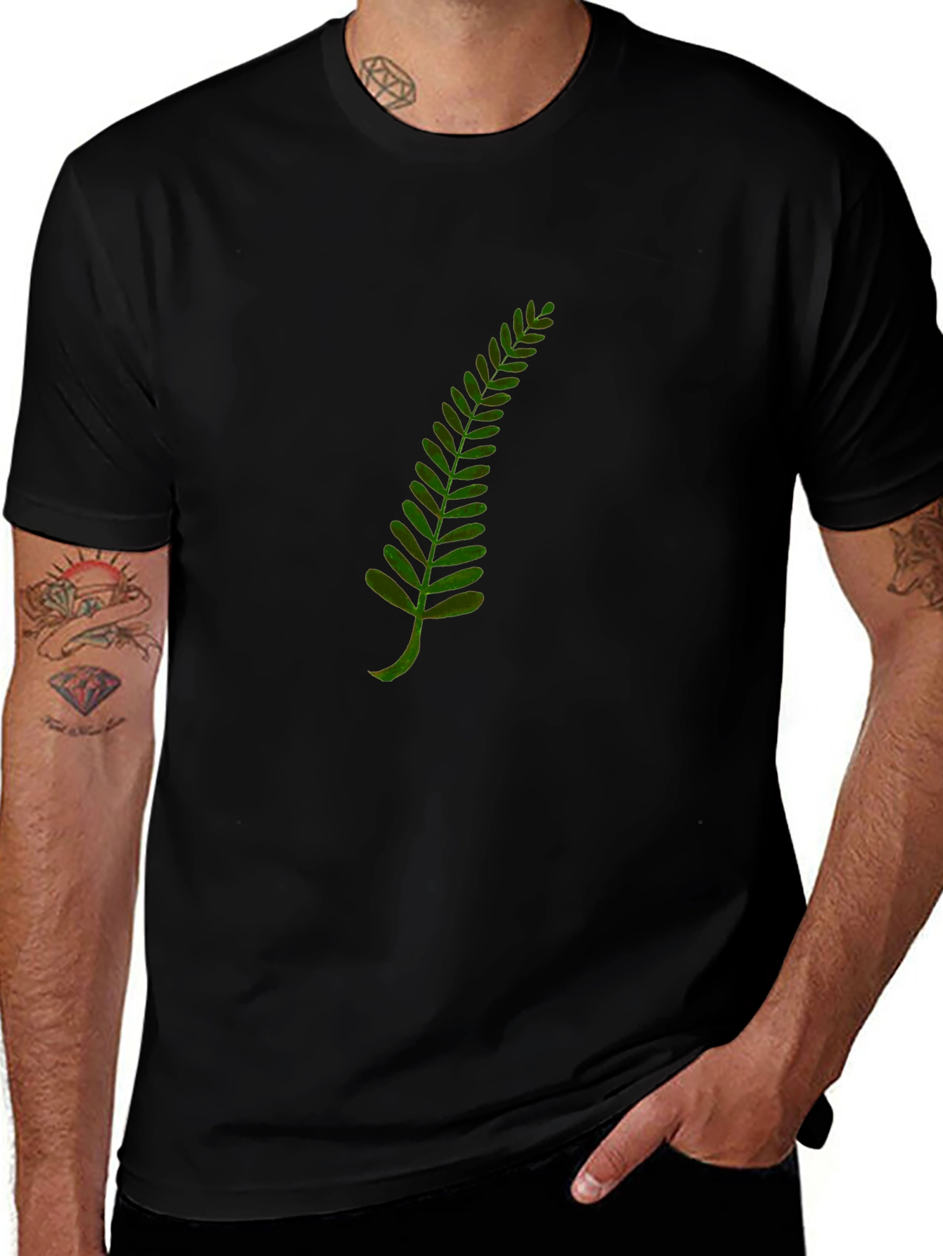 Fern Print Black T-Shirt