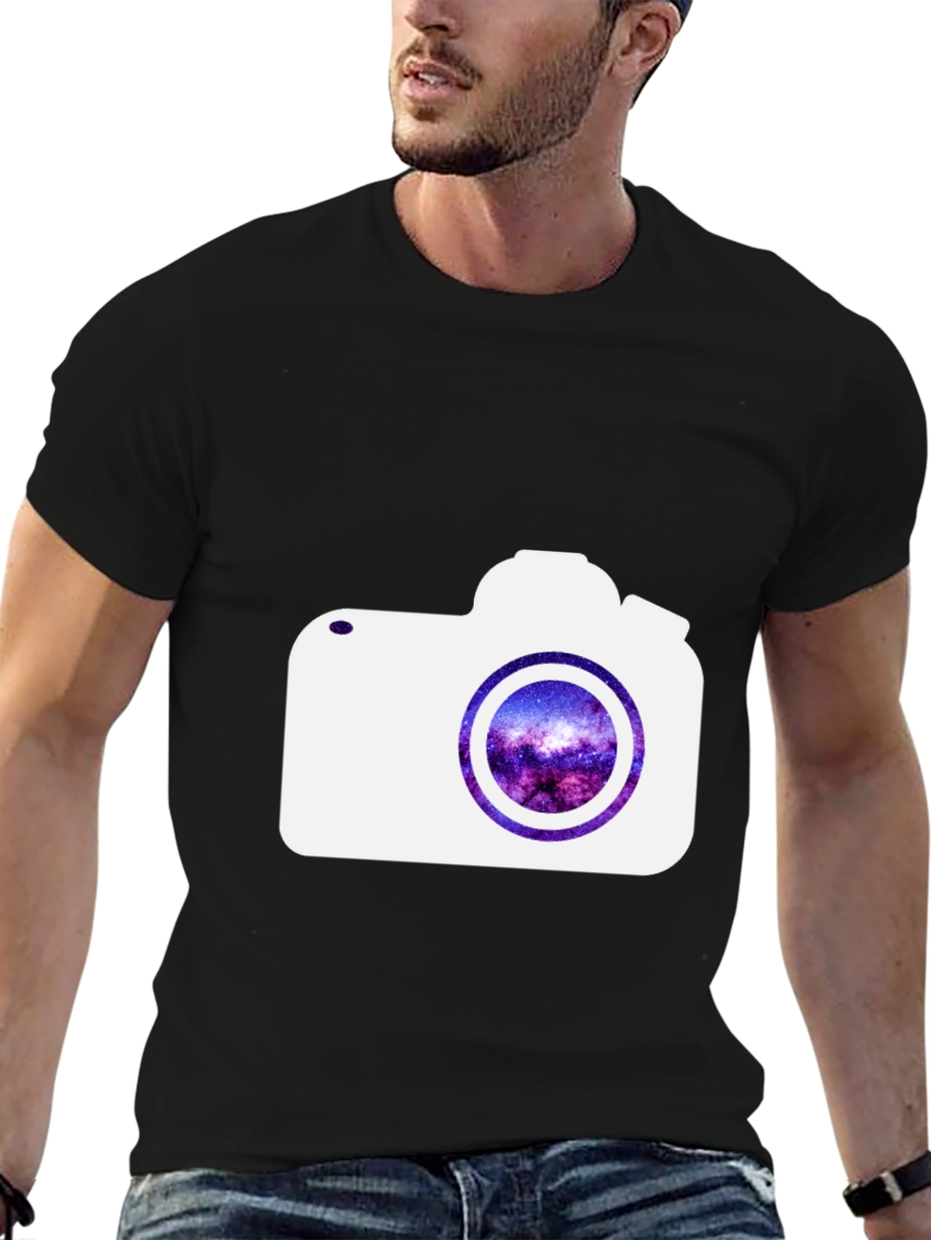Camera Galaxy Graphic Print T-Shirt