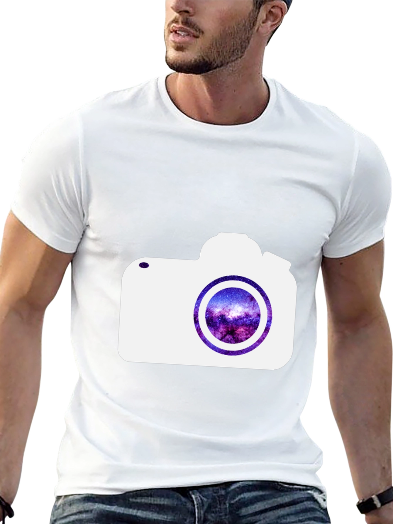 Camera Galaxy Graphic Print T-Shirt
