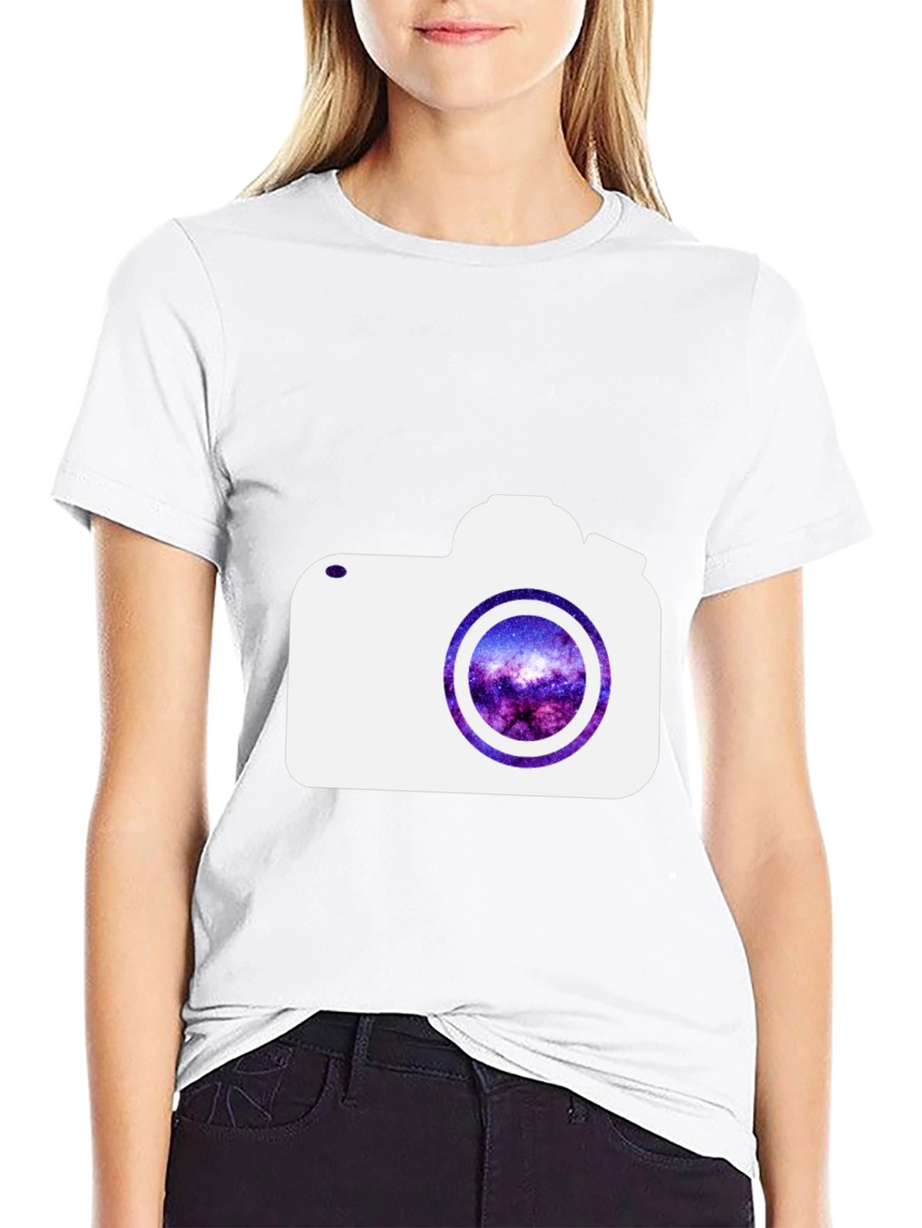Camera Galaxy Graphic Print T-Shirt