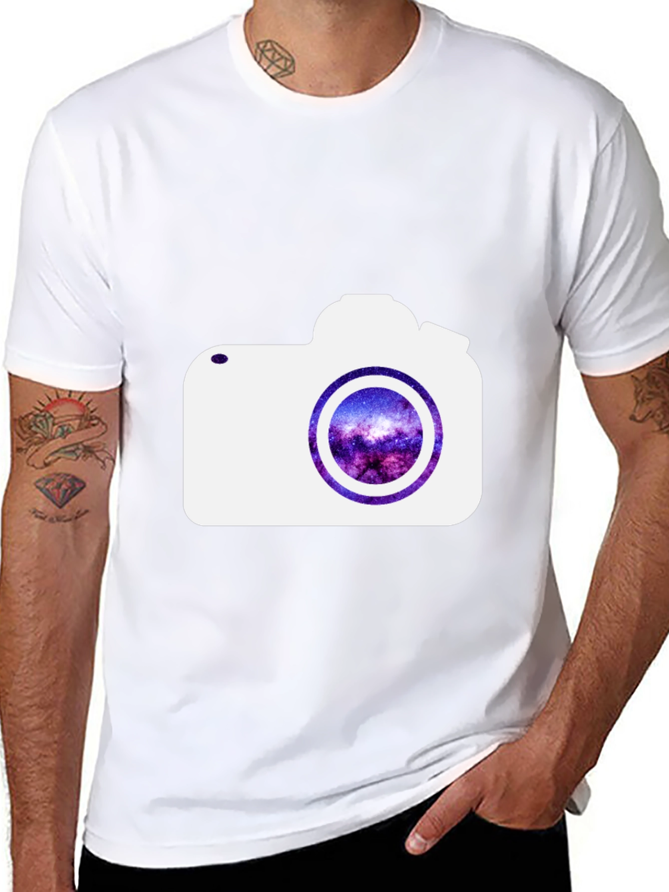 Camera Galaxy Graphic Print T-Shirt