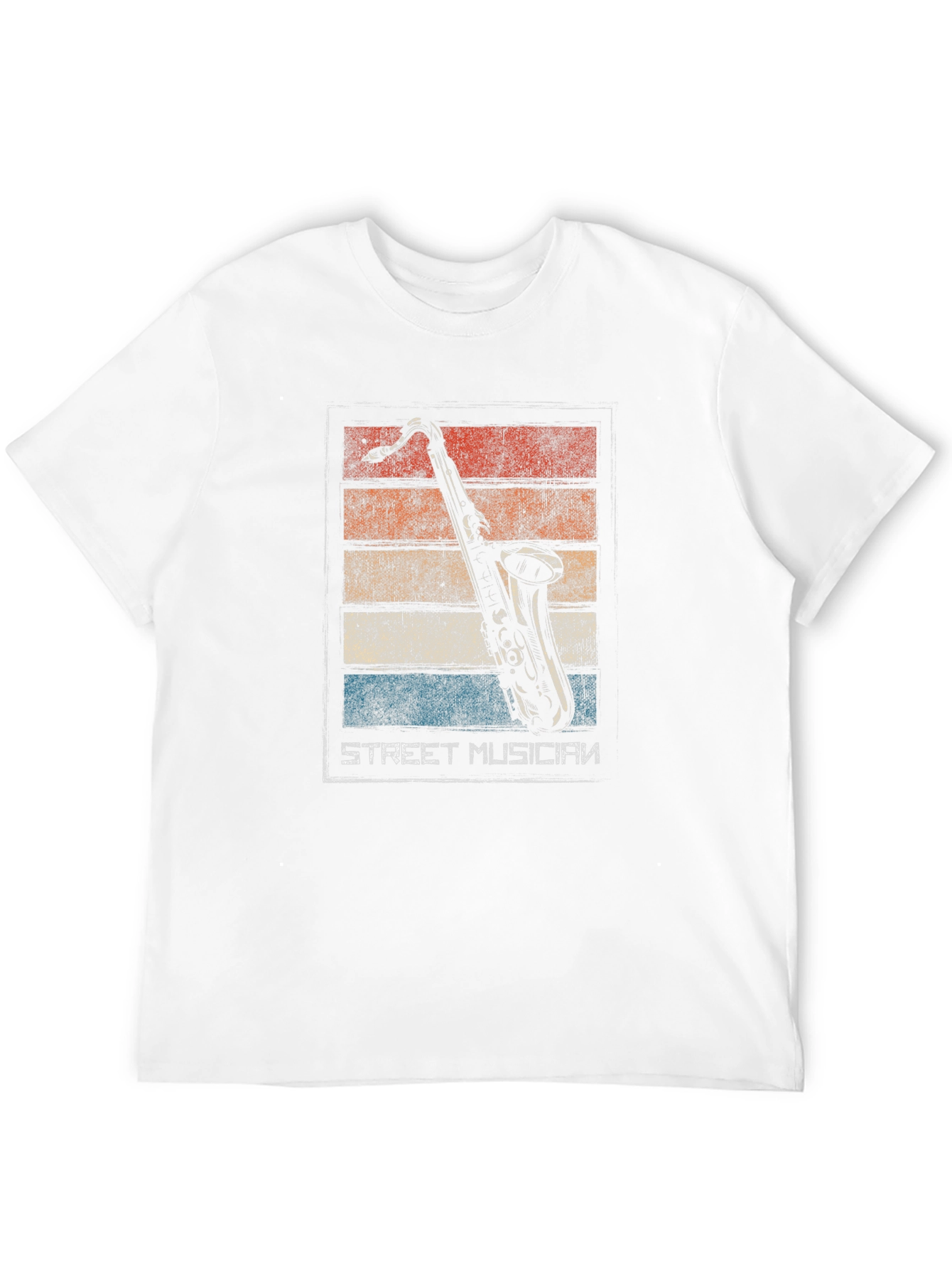 Retro Street Musician Saxophone Black T-Shirt