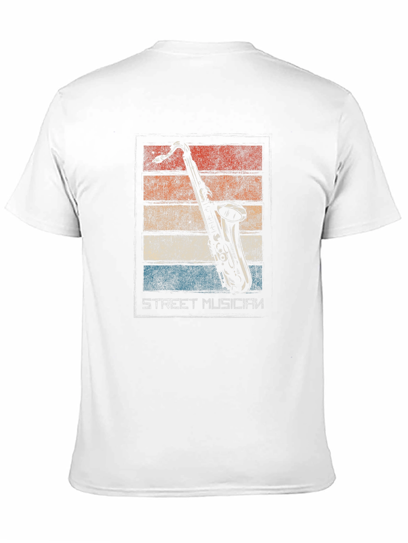 Retro Street Musician Saxophone Black T-Shirt