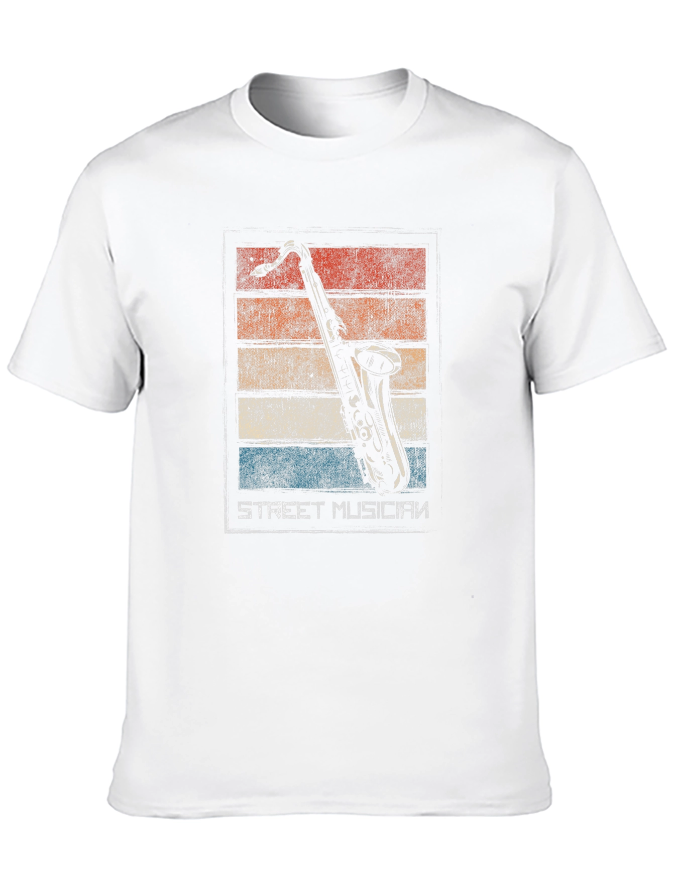 Retro Street Musician Saxophone Black T-Shirt