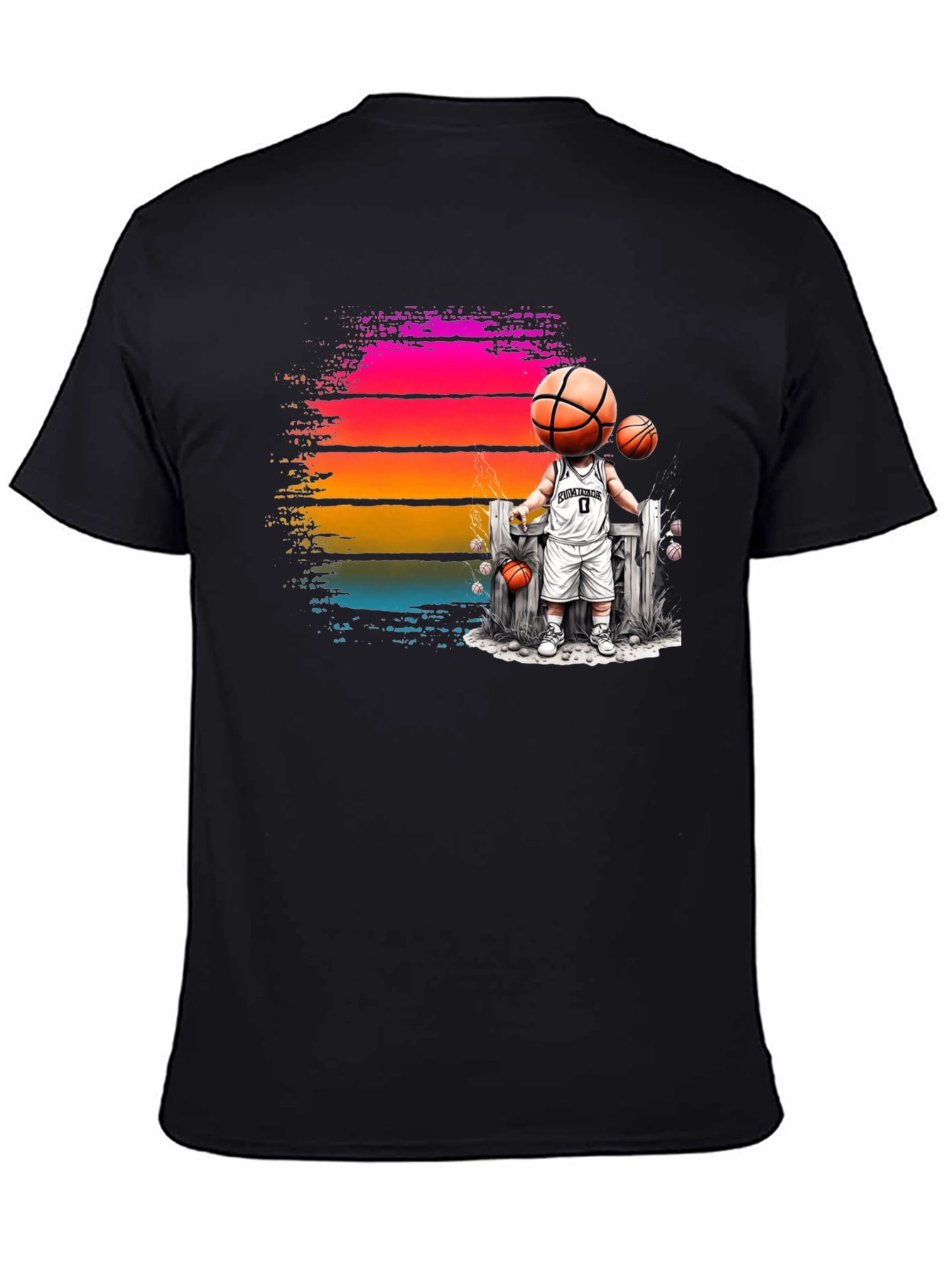 Basketball Head Character Graphic T-Shirt