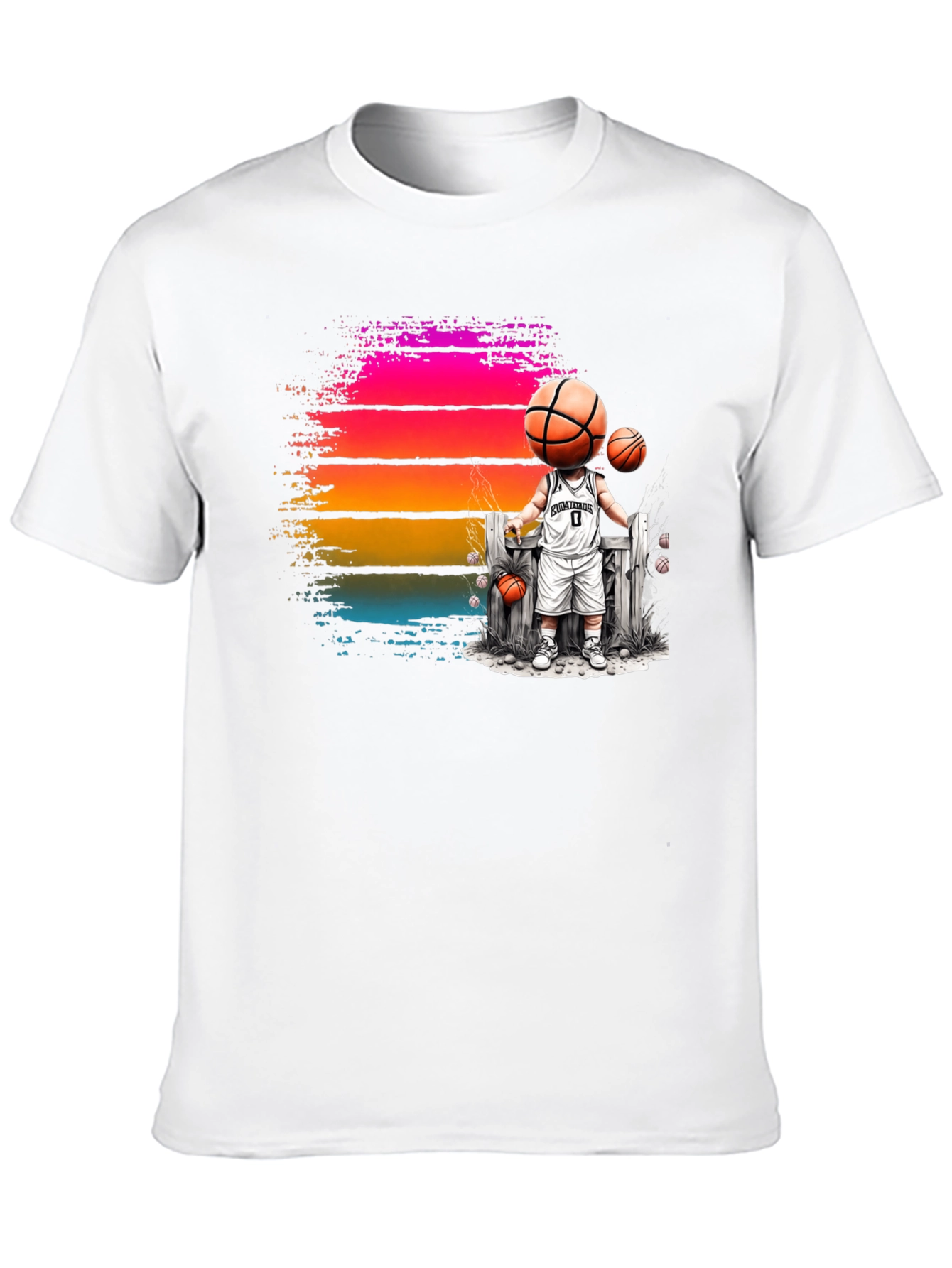 Basketball Head Character Graphic T-Shirt