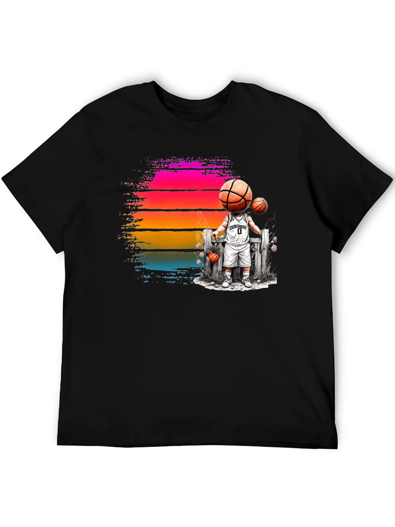 Basketball Head Character Graphic T-Shirt