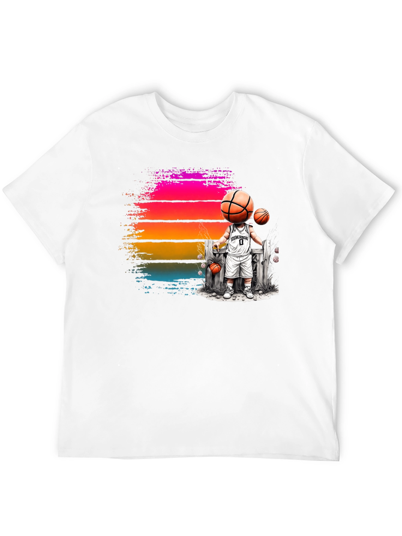 Basketball Head Character Graphic T-Shirt