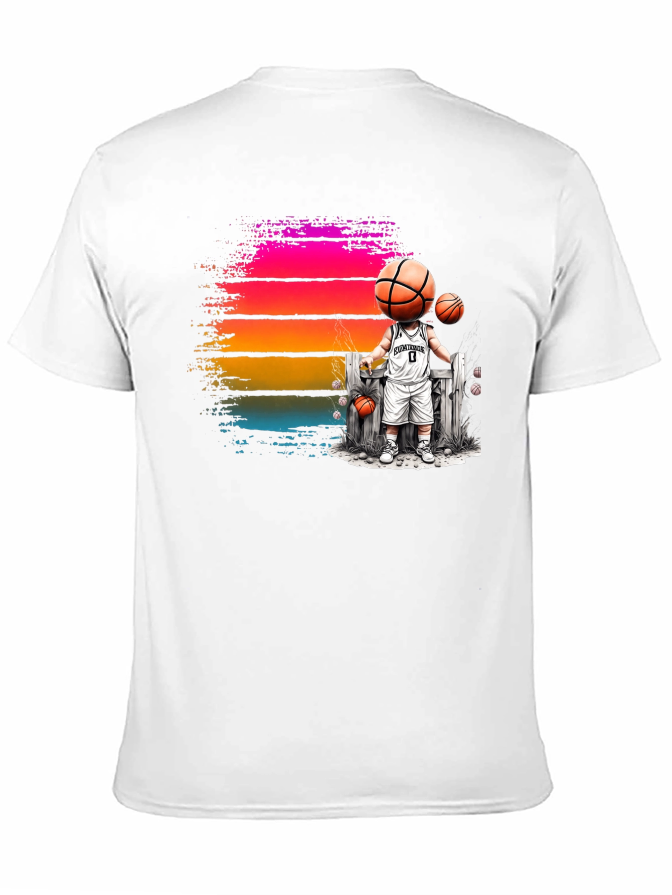 Basketball Head Character Graphic T-Shirt