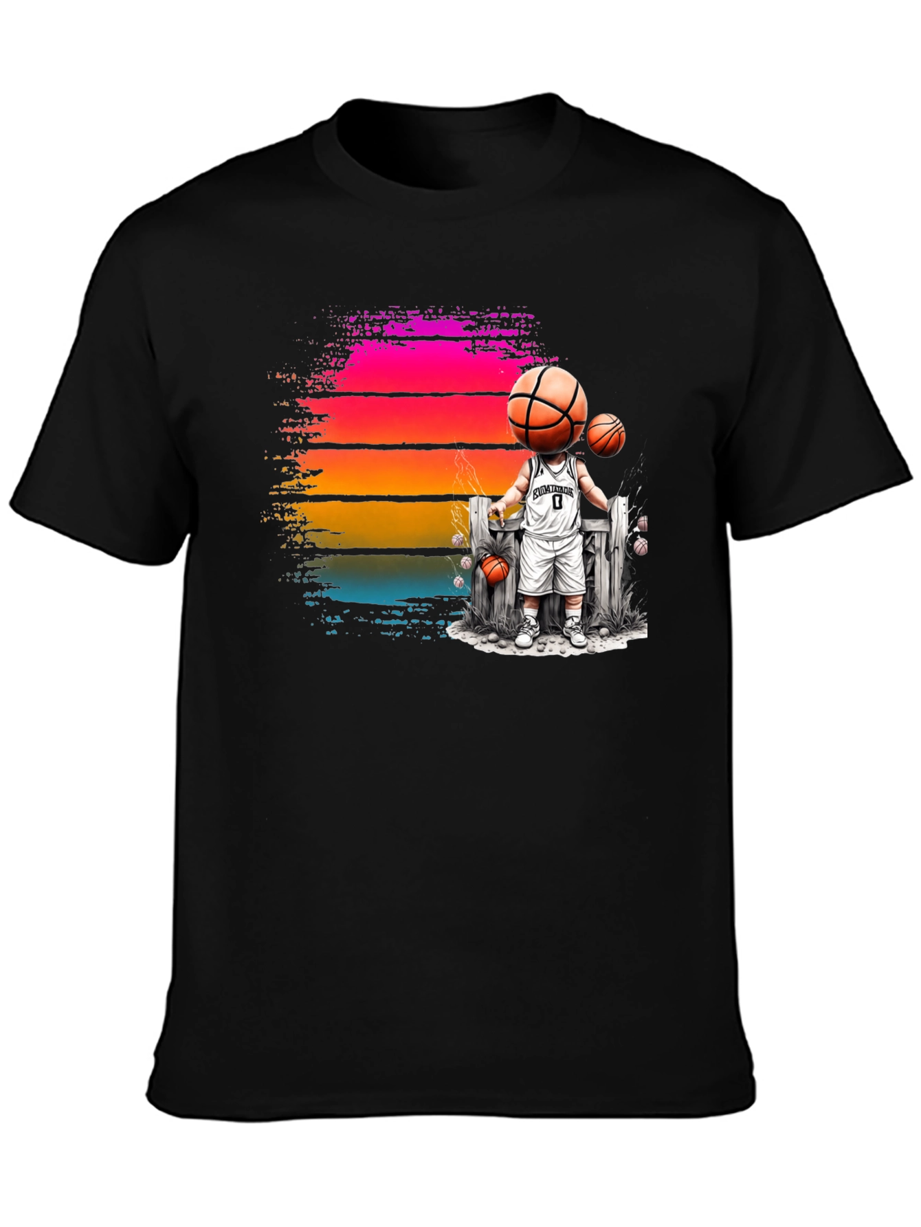 Basketball Head Character Graphic T-Shirt