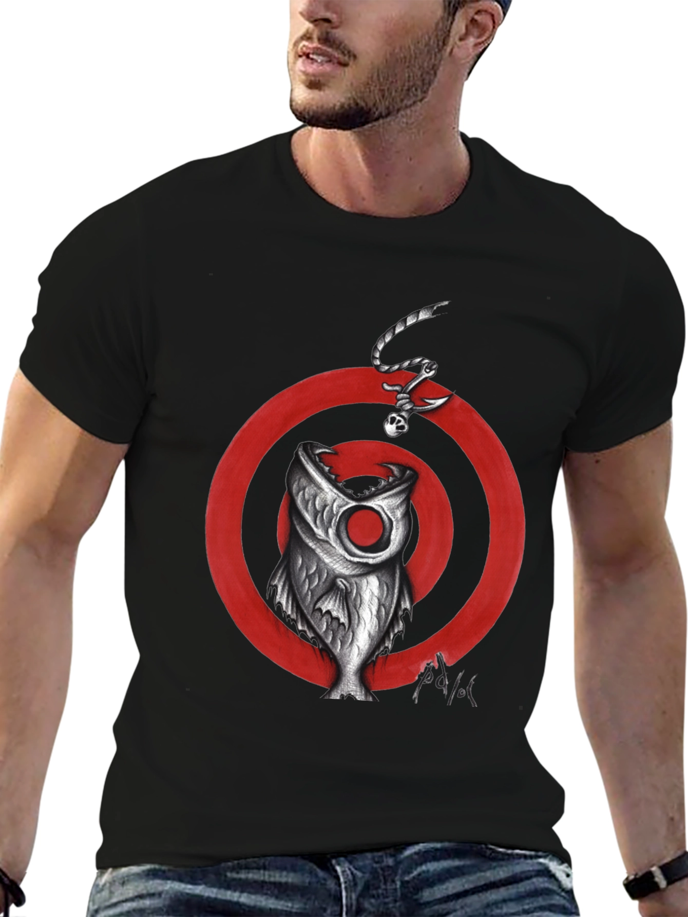 Fish Target Graphic Tee - Mens Black T-Shirt