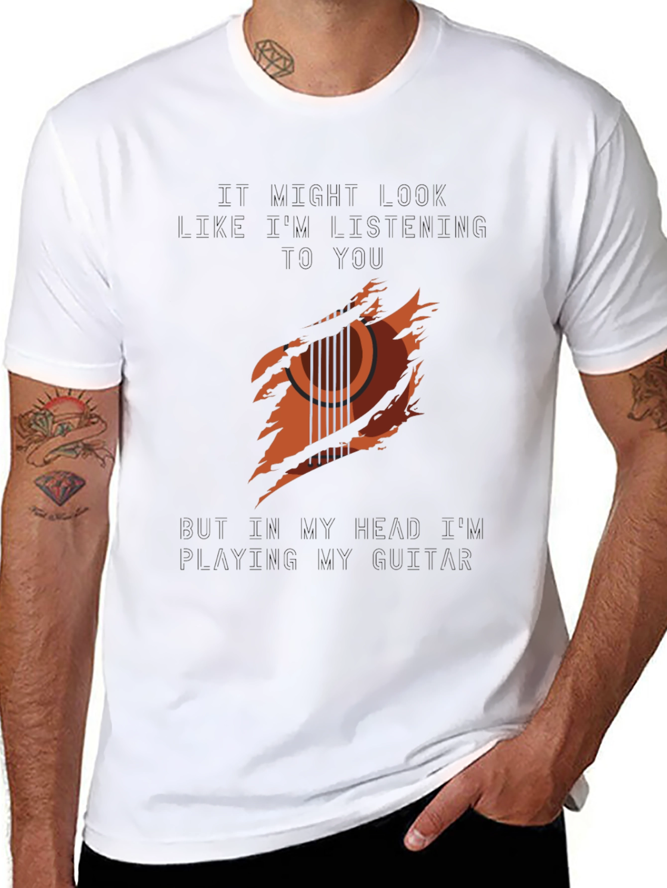 Guitar Player T-Shirt: Head in the Music!