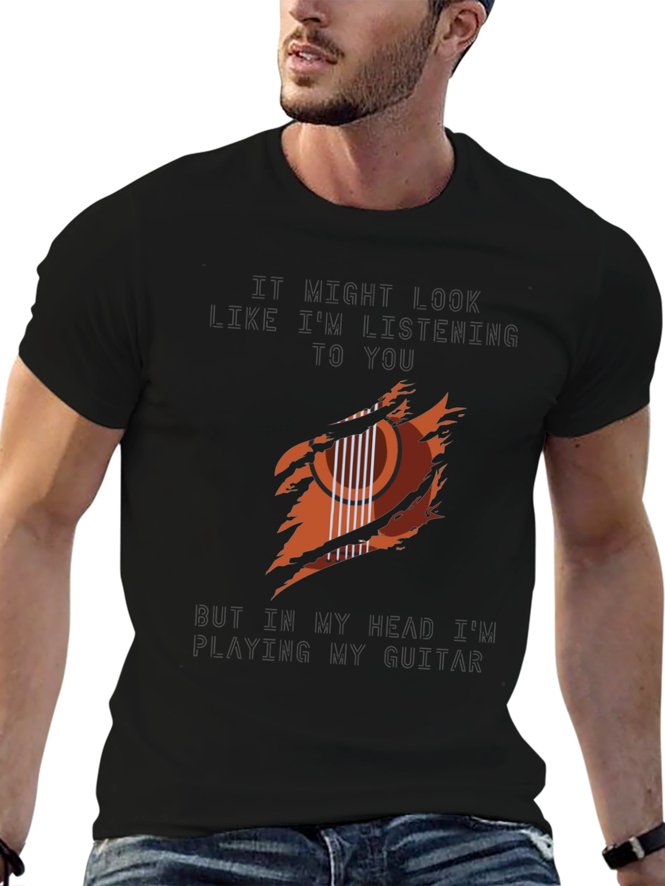 Guitar Player T-Shirt: Head in the Music!