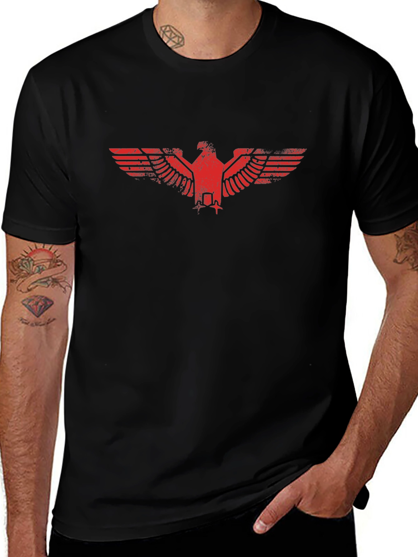 Red Eagle Graphic Black T-Shirt