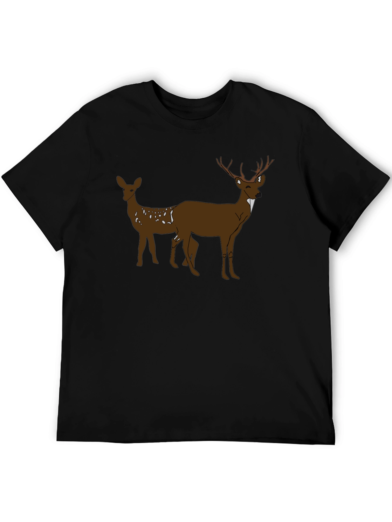 Deer Graphic Black T-Shirt - Mens Casual Tee
