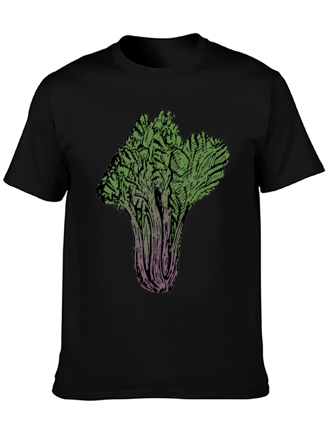 Unique Vegetable Art Tee - Black Cotton Blend