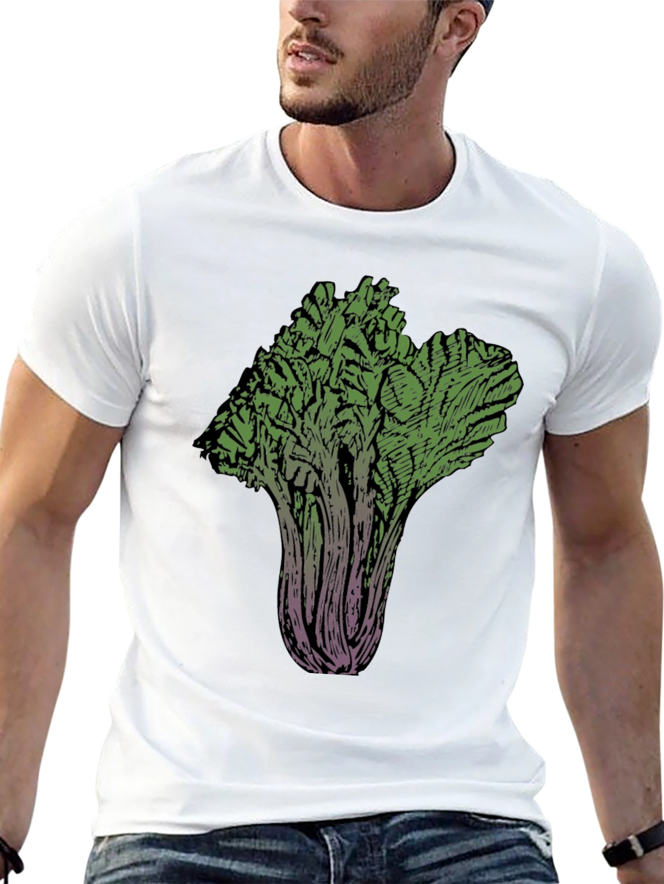 Unique Vegetable Art Tee - Black Cotton Blend