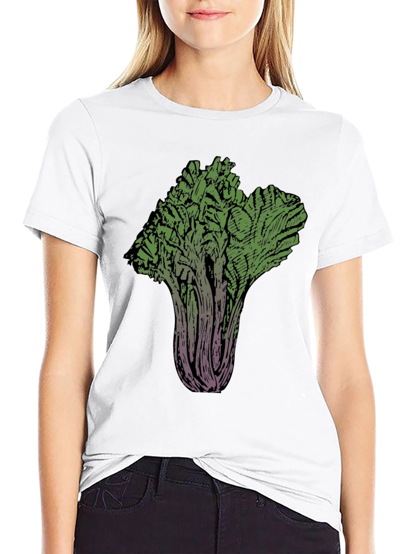 Unique Vegetable Art Tee - Black Cotton Blend